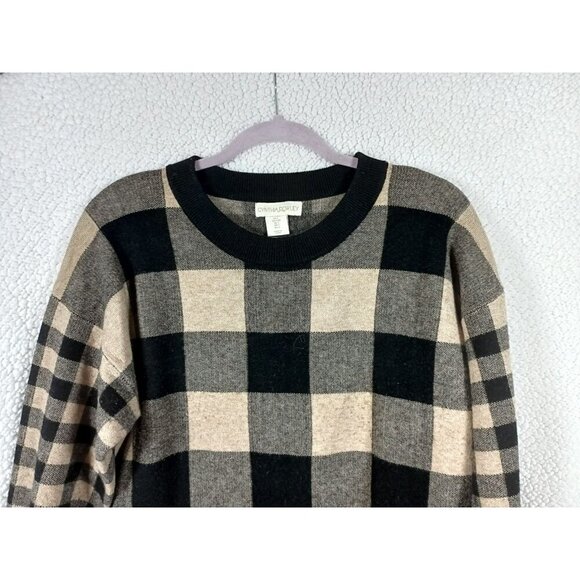 Cynthia Rowley Buffalo Plaid Check Pullover Crewneck Knit Sweater Women's Size L - Picture 3 of 8